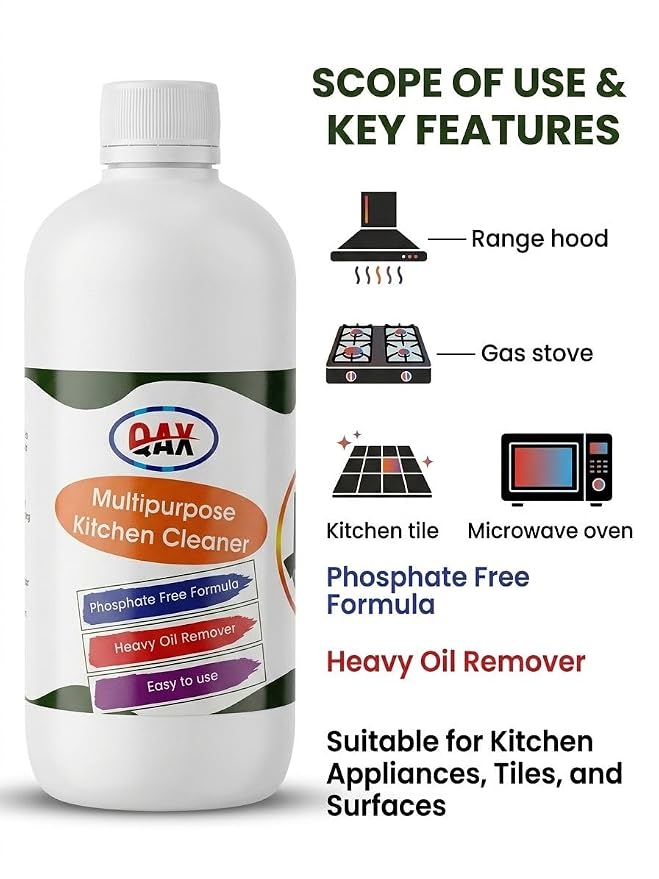 500ml Multipurpose Cleaner Spray – Powerful Oil & Grease Stain Remover for Gas Stove, Chimney, BBQ & Exhaust Fan.