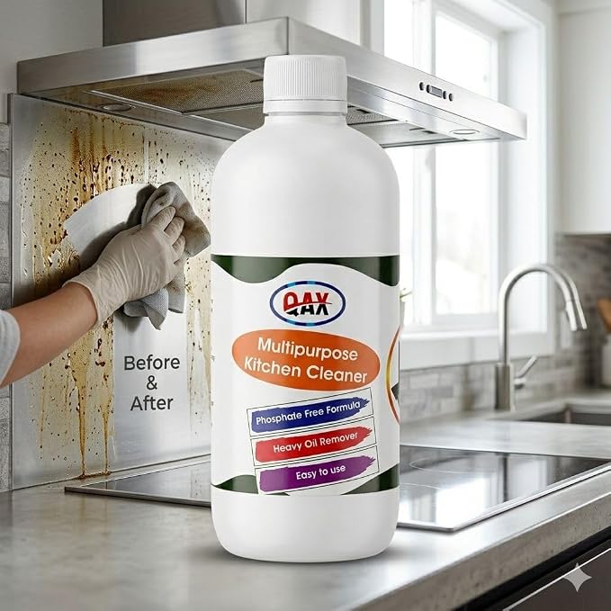 500ml Multipurpose Cleaner Spray – Powerful Oil & Grease Stain Remover for Gas Stove, Chimney, BBQ & Exhaust Fan.