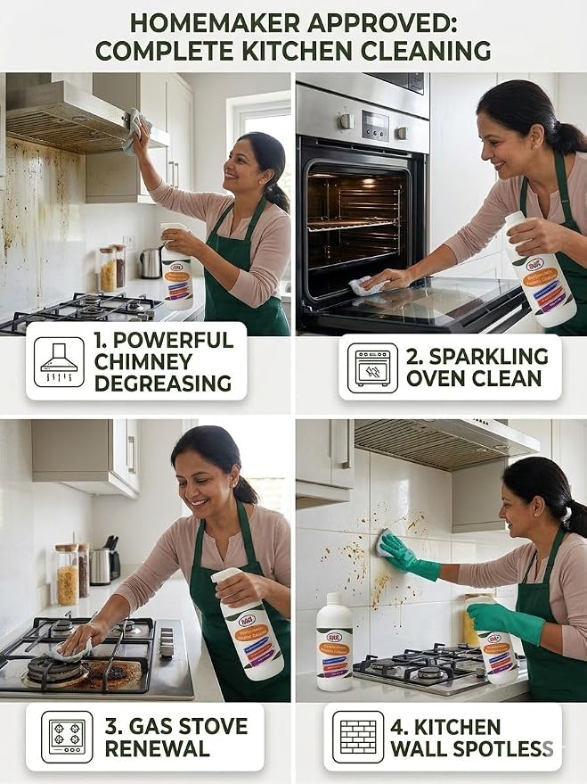 500ml Multipurpose Cleaner Spray – Powerful Oil & Grease Stain Remover for Gas Stove, Chimney, BBQ & Exhaust Fan.