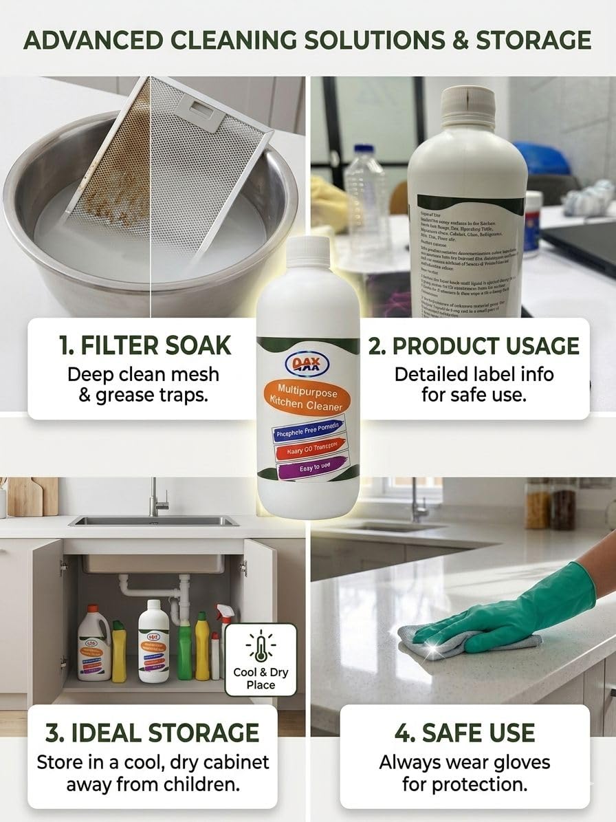 500ml Multipurpose Cleaner Spray – Powerful Oil & Grease Stain Remover for Gas Stove, Chimney, BBQ & Exhaust Fan.